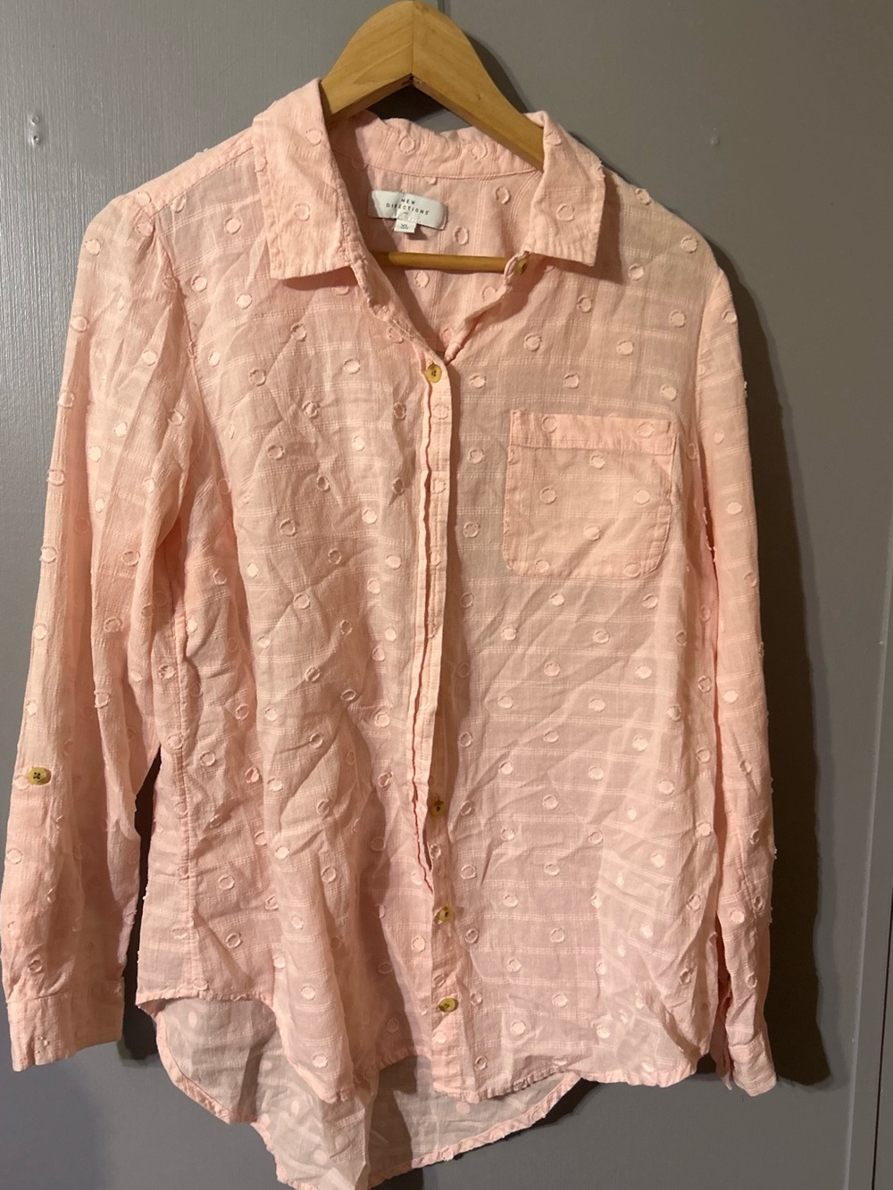new directions Light Pink Long-Sleeve Button-Down Shirt Size XL